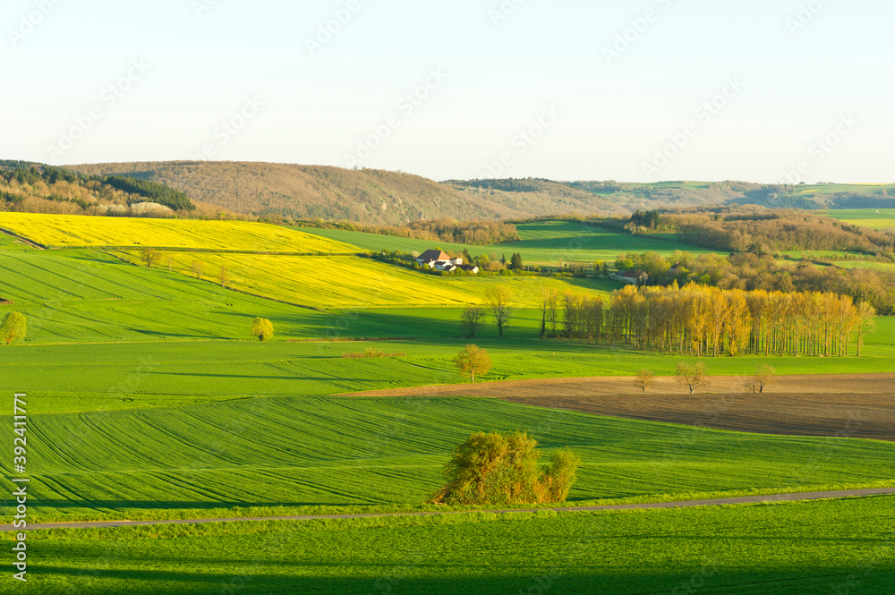 Fields, hamlets and farmland, Allier Auvergne France