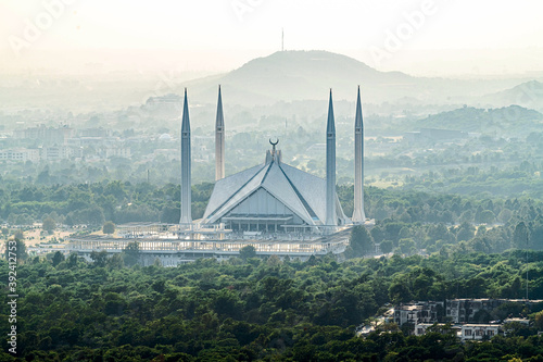 Shah Faisal mosque is the masjid in Islamabad, Pakistan. Located on the foothills of Margalla Hills. The largest mosque design of Islamic architecture
 photo