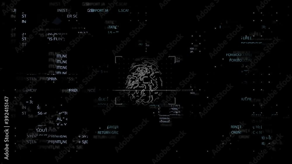 Biometric Animation Fingerprint Scan Concept Futuristic HUD. Future technologies.