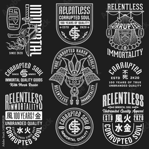 Relentless Immortality Vol 2 white on black vector illustration