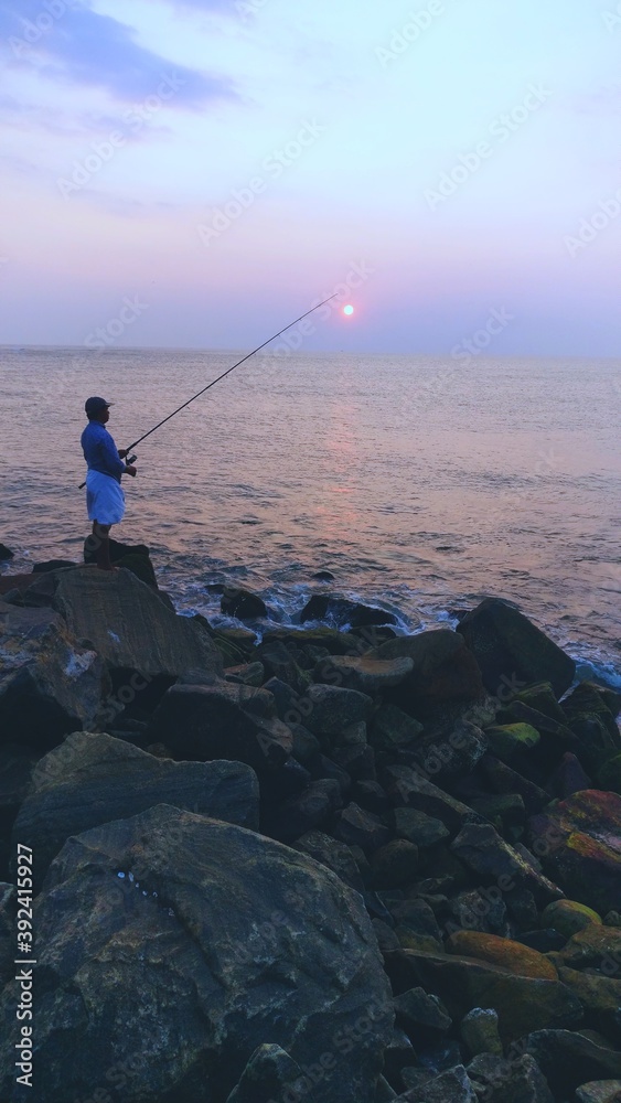 fishing in the sea