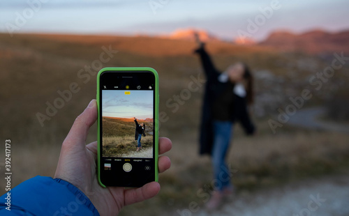Taking a photo with mobile phone
