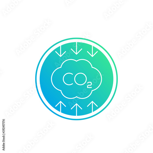 co2, carbon emissions reduction, linear vector icon