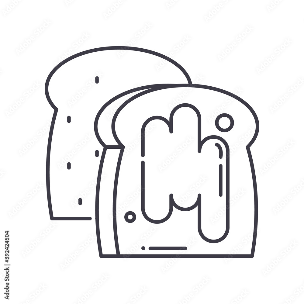 Butter cake icon, linear isolated illustration, thin line vector, web design sign, outline concept symbol with editable stroke on white background. Butter cake icon, linear isolated illustration, thin line vector, web design sign, outline concept symbol with editable stroke on white background.