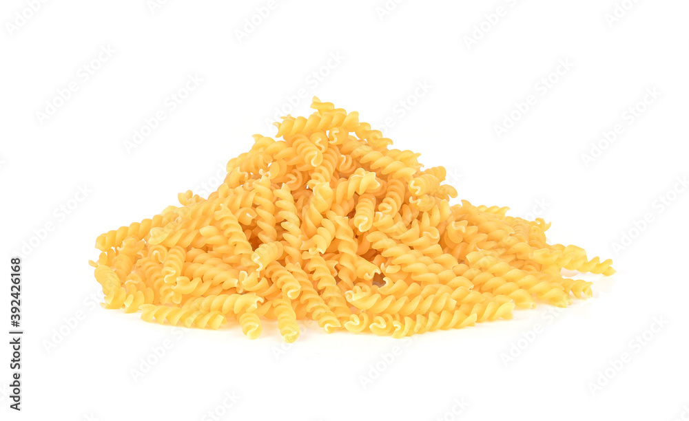 Spiral pasta on a white background Spiral pasta on a white background