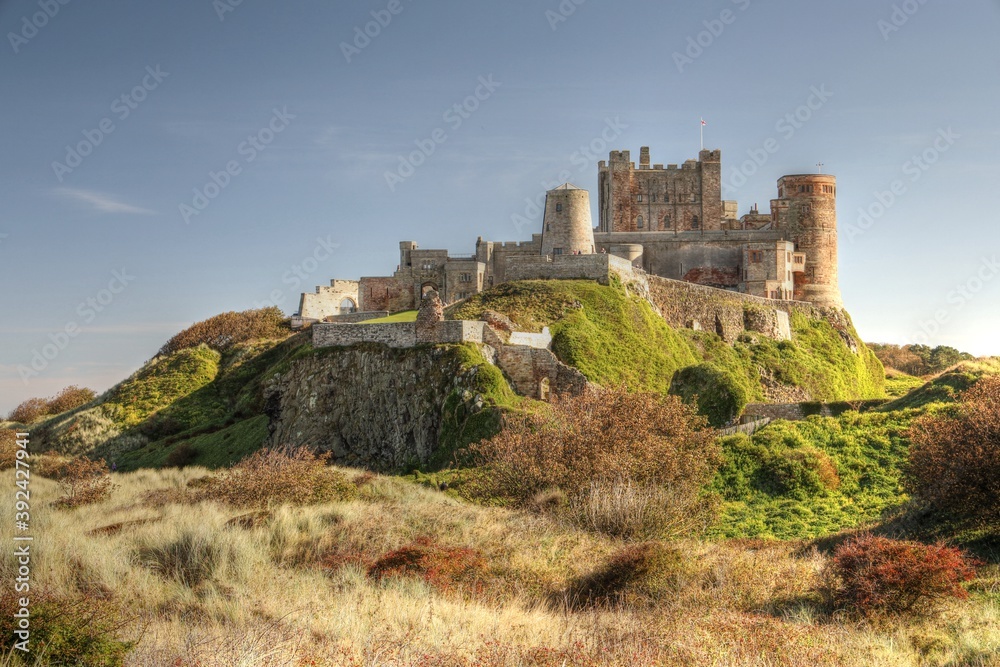 Bamburgh Castle from the sand dunes