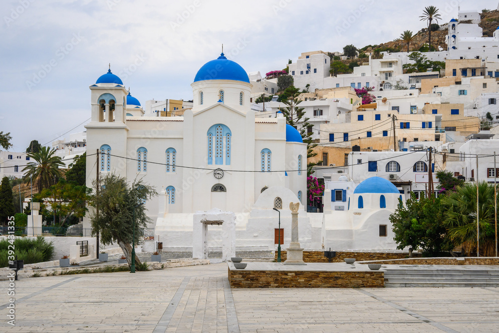 Cathedral church in the centre of the main village of Chora on island of Ios. Cyclades, Greece Cathedral church in the centre of the main village of Chora on island of Ios. Cyclades, Greece