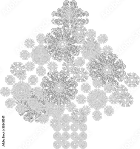  Christmas tree. Illustration decoration. White Pattern