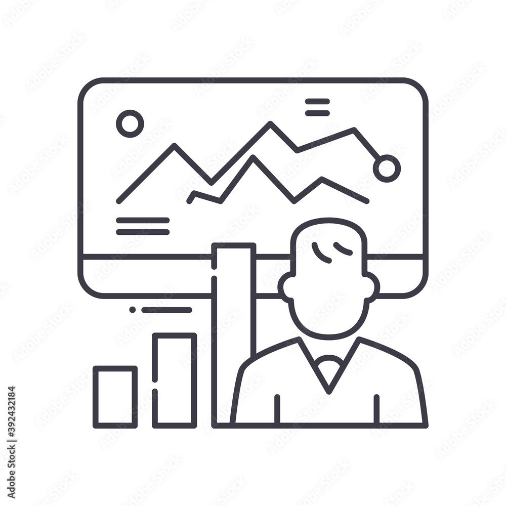 Business research icon, linear isolated illustration, thin line vector, web design sign, outline concept symbol with editable stroke on white background. Business research icon, linear isolated illustration, thin line vector, web design sign, outline concept symbol with editable stroke on white background.