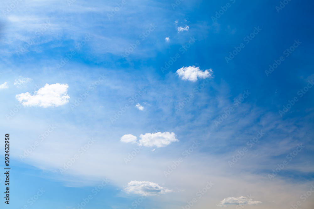 Blue sky with light clouds . Soft cloudscape background