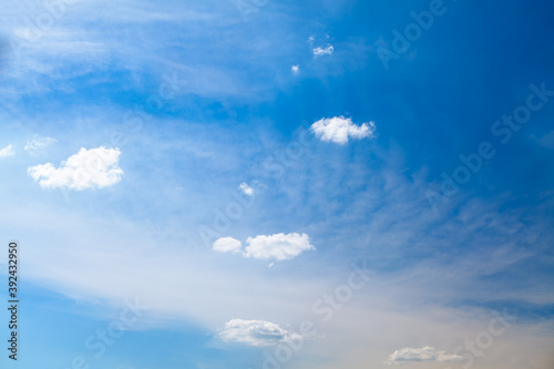 Blue sky with light clouds . Soft cloudscape background
