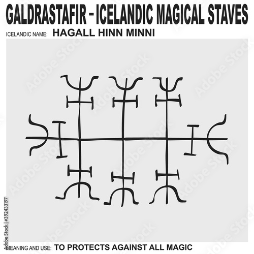 vector icon with ancient Icelandic magical staves Hagall 
Hinn Minni. Symbol means and is used to protects against all magic