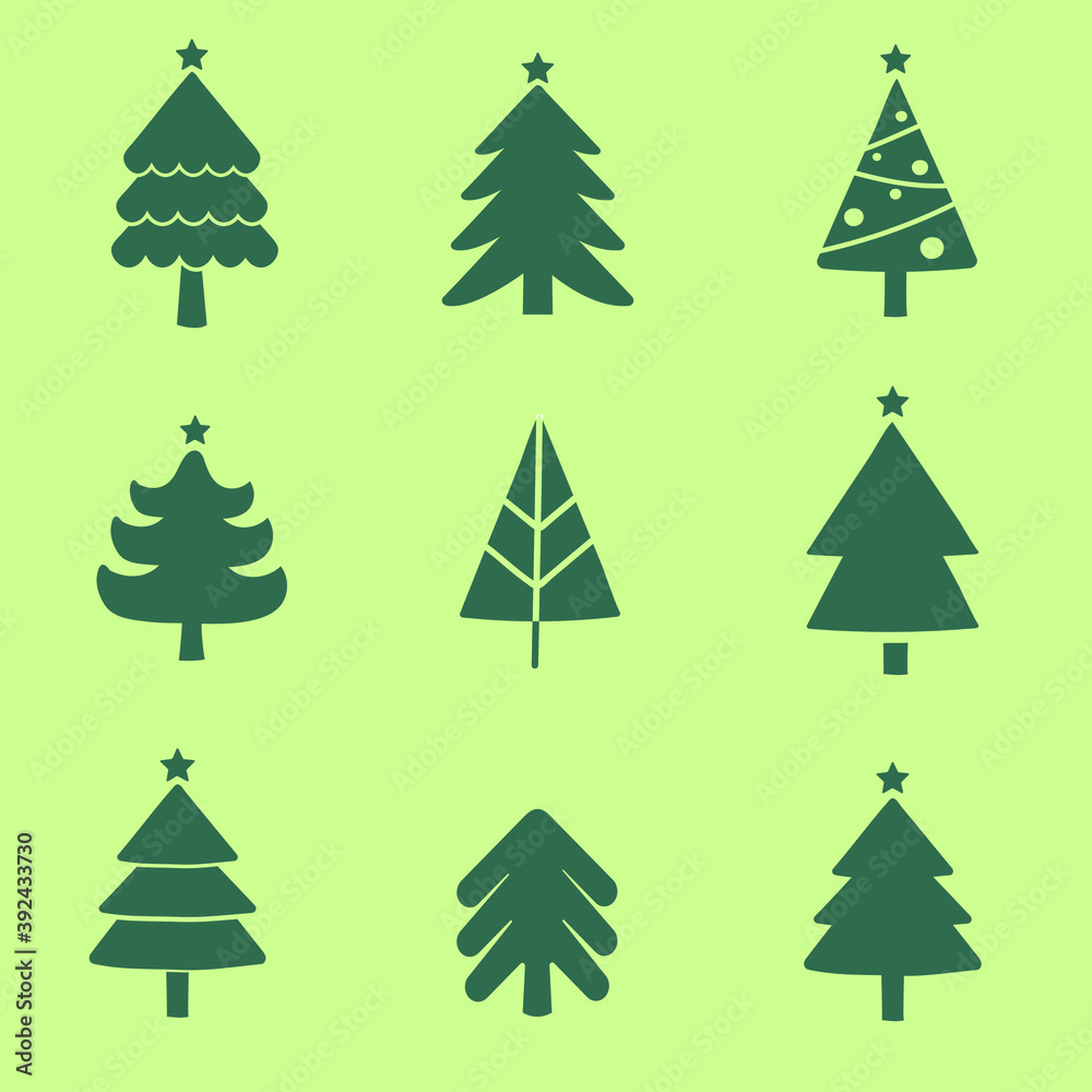 Obraz premium Set of Christmas trees. Set the Christmas tree design elements vector.