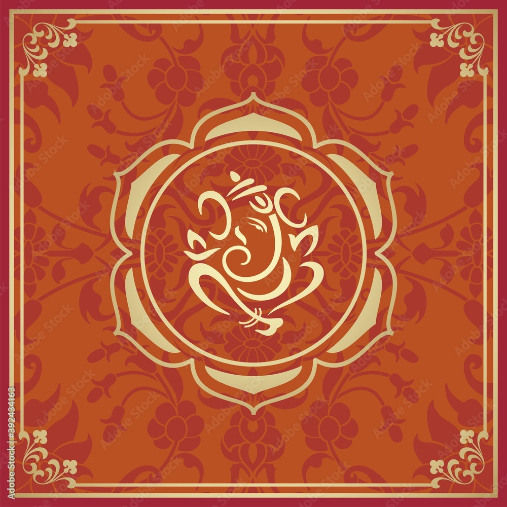 Ganesha, wedding card, royal Rajasthan, India Ganesha, wedding card, royal Rajasthan, India