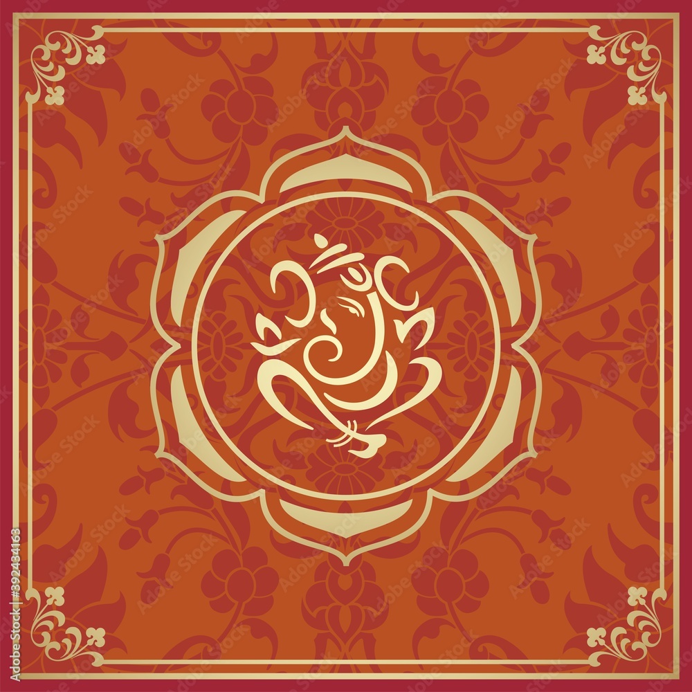 Ganesha, wedding card, royal Rajasthan, India	