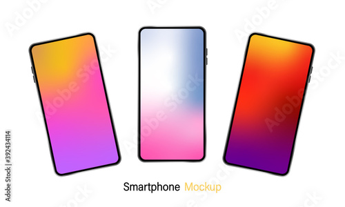 Smartphone Mockup screen with colorful wallpaper.