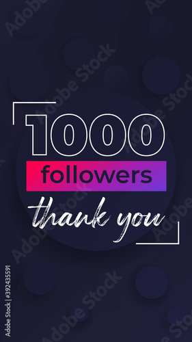 1000 followers, thank you, vertical banner design