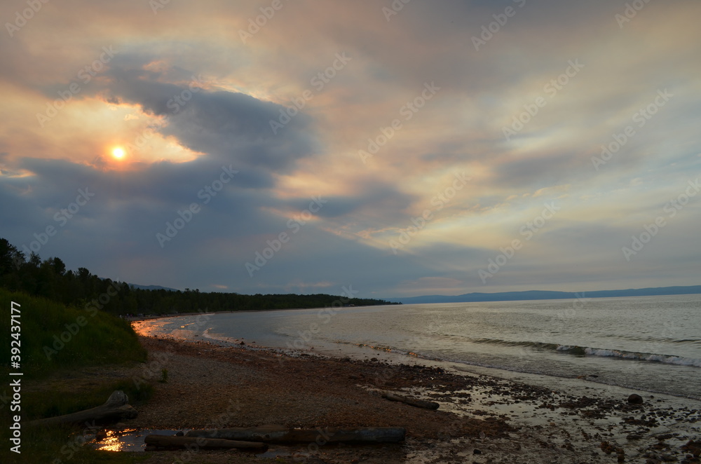 sunset on the lake of Baikal