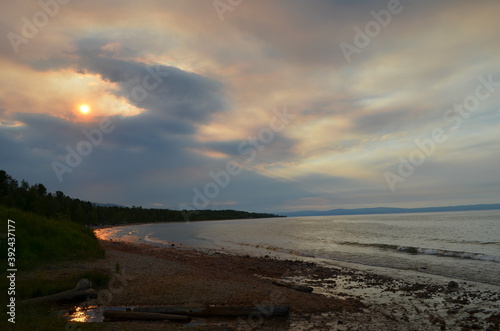 sunset on the lake of Baikal