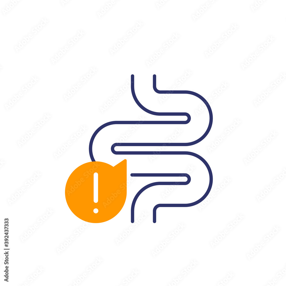 constipation in bowel icon, vector