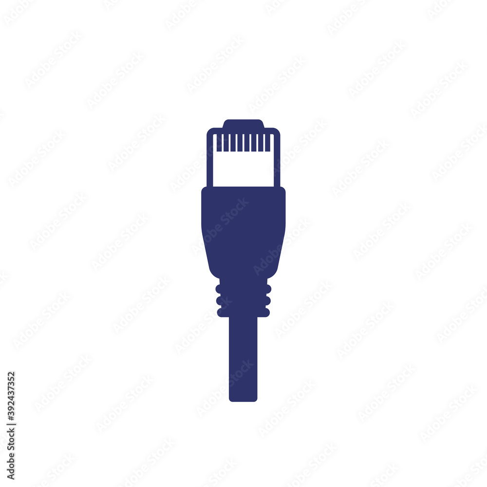 ethernet cable with a plug icon - obrazy, fototapety, plakaty 