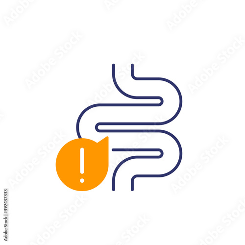 constipation in bowel icon, vector