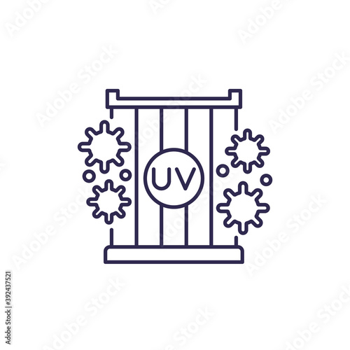 UV light lamps icon, line vector