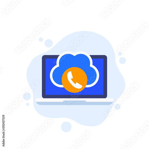 Voip telephony call icon, vector
