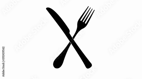 Vector Isolated Food or Restaurant Icon or Sign, with a fork and a knife