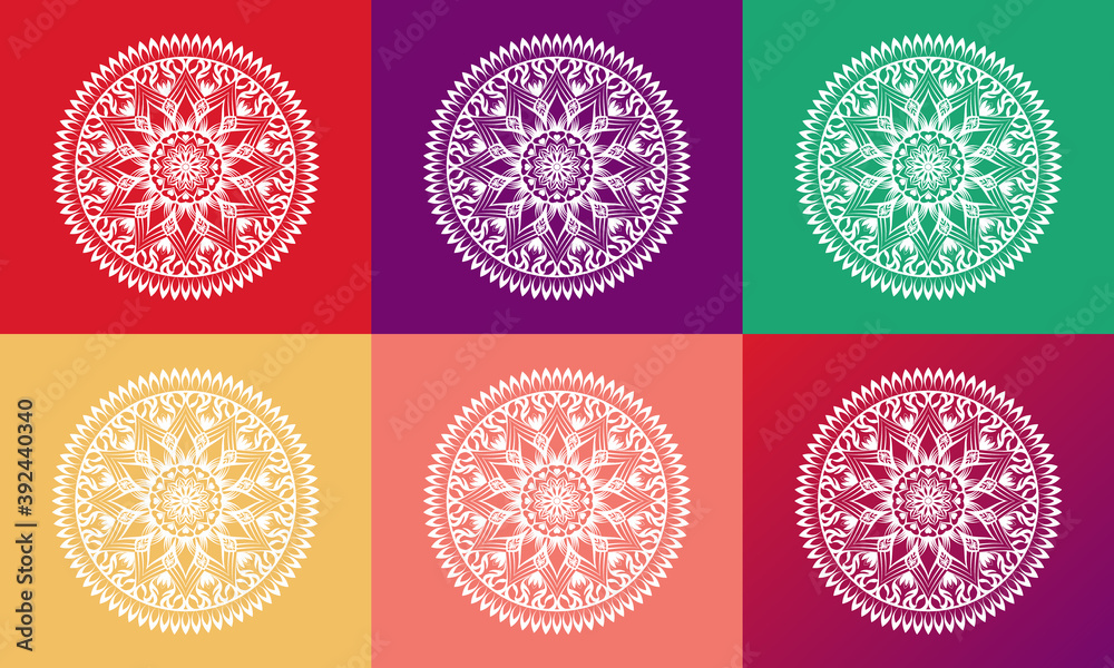 Luxury mandala set with floral background pattern. Abstract geometric colorful mandala circle ornament. Mandala template for invitation, wedding, cover, brochure, flyer, banner, poster. Luxury mandala set with floral background pattern. Abstract geometric colorful mandala circle ornament. Mandala template for invitation, wedding, cover, brochure, flyer, banner, poster.