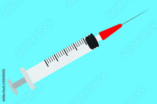 Vaccine needle on a blue background
