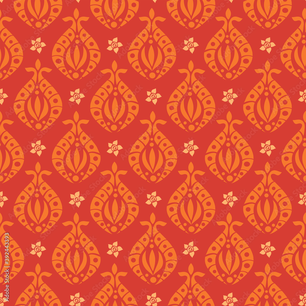 Ethnic oriental ornamental seamless pattern on red background Ethnic oriental ornamental seamless pattern on red background