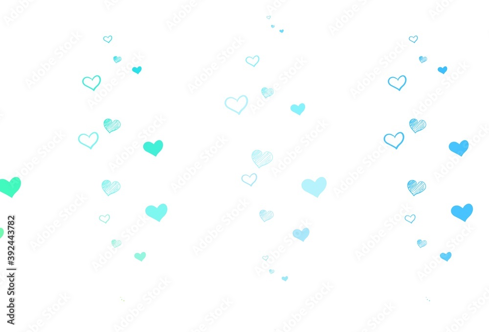Light Blue, Green vector background with Shining hearts. Light Blue, Green vector background with Shining hearts.