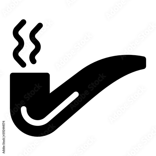 
A trendy solid icon of smoke pipe, burning cigar
