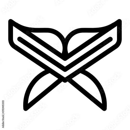 
A holy Muslim book, holy quran icon in glyph style 
