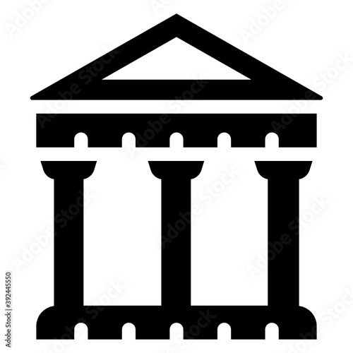 
Icon design of bank building, financial institute in solid style 
