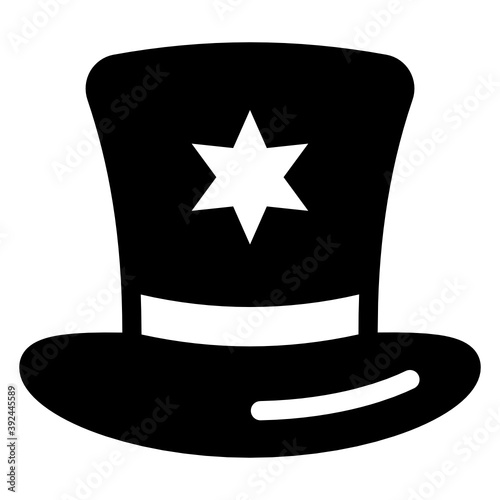 
American star on headpiece, solid icon of independence hat 
