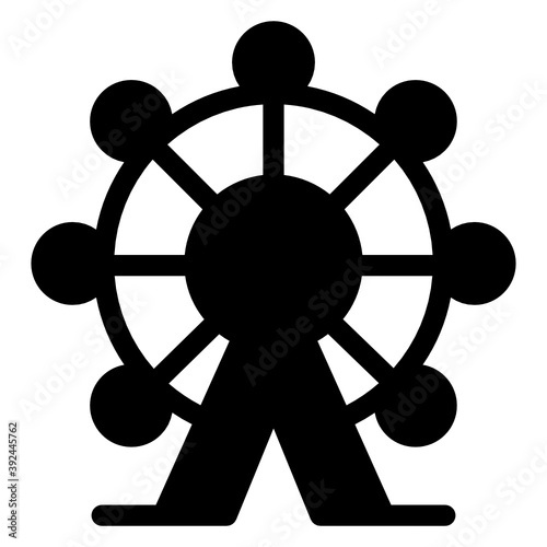 
Amusement historic architecture, solid icon of ferris 
