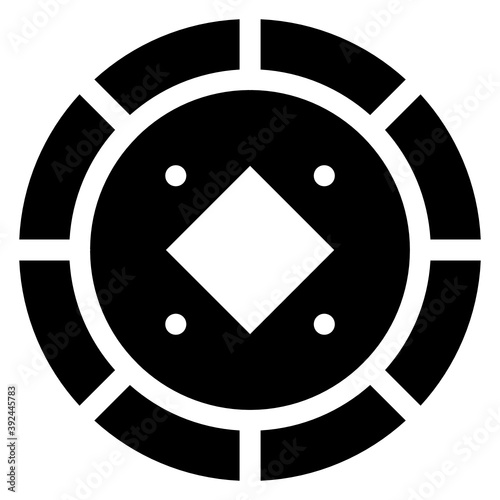
Glyph design of ace of diamond, casino chip 
