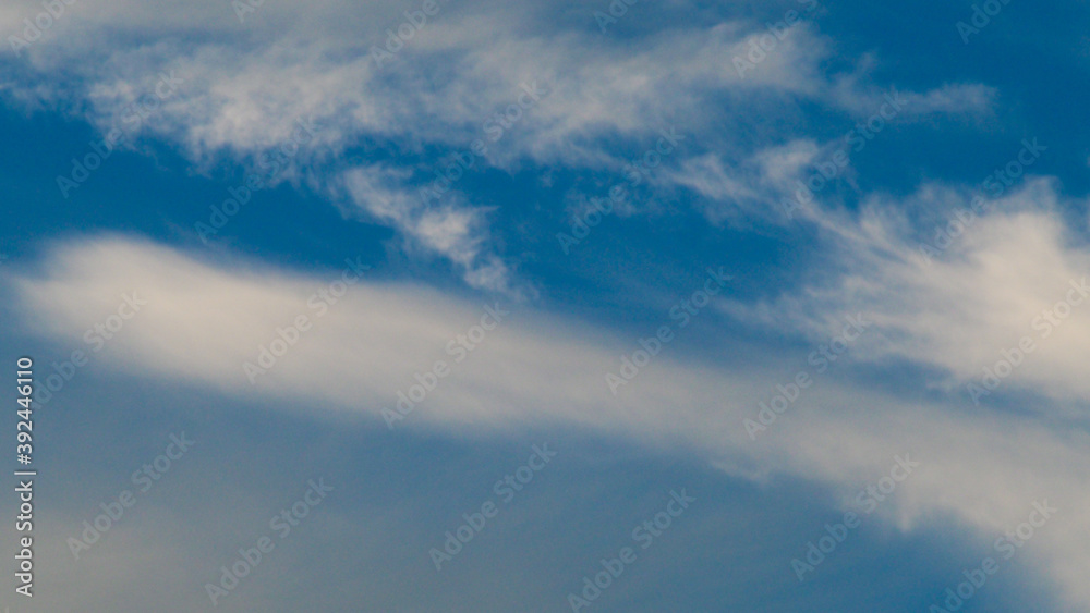 Cirrus effilochés pommelant un ciel estival