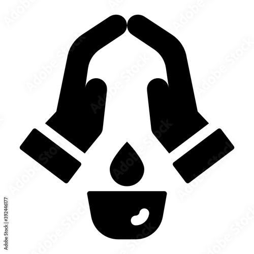 
Catholic lamp solid icon protecting by hands
