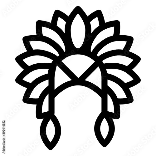 
American tribal traditional theatre accessory, solid icon of native headdress 
