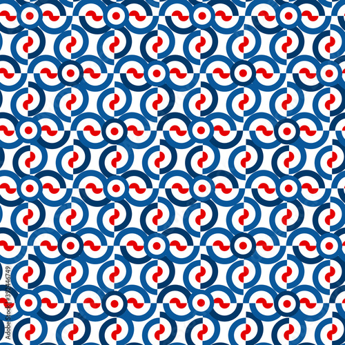 Circles and semicircles mod target seamless pattern 