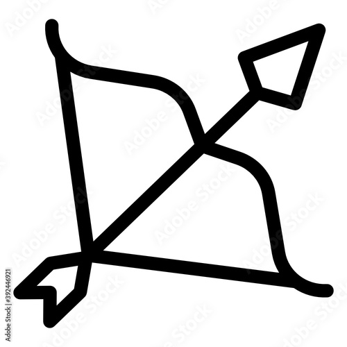  American ancient archery tool, solid icon of bow arrow 
