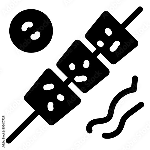 
Skewer, barbecue food icon, glyph vector design.
