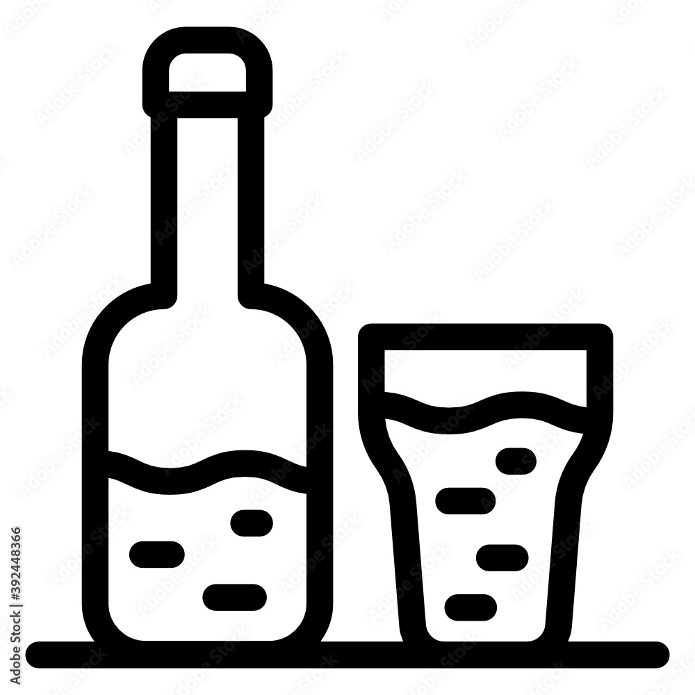 Drink bottle with glass in a solid editable icon
Drink bottle with glass in a solid editable icon