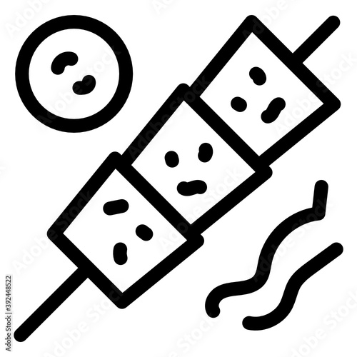 
Skewer, barbecue food icon, glyph vector design.
