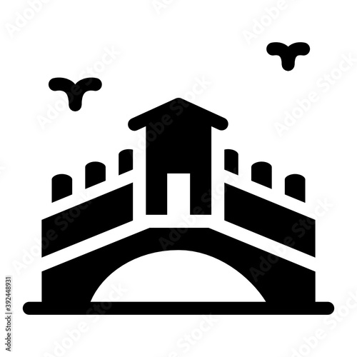 
Rialto bridge in venice, glyph icon 
