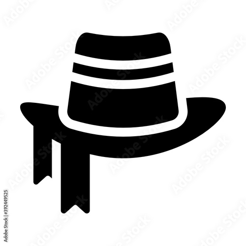 
Modern hat decorative with ribbon, solid icon 
