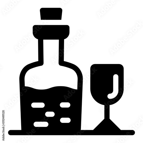 
Solid icon of wine bottle in modern filled style 
